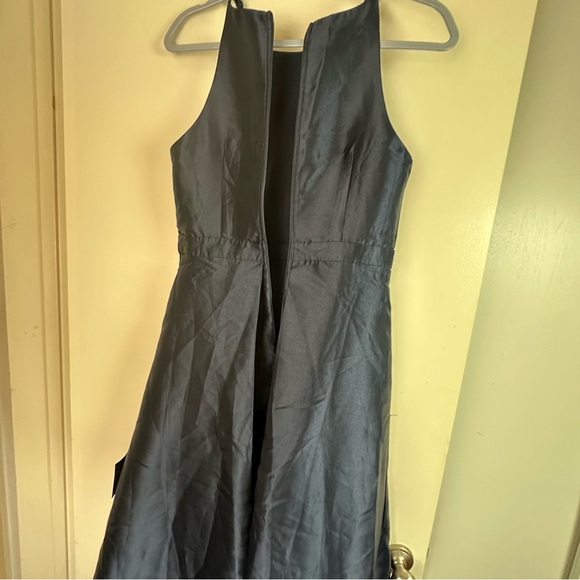 Lulus NavyBlue Broadway Show High-Low MidWeight Taffeta Construction Gown NWOT M - Picture 9 of 16